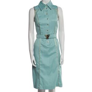 blue and white fendi dress Retro Wave Halter Neck Maxi Dress in Green, Brown, Blue, Mint and White